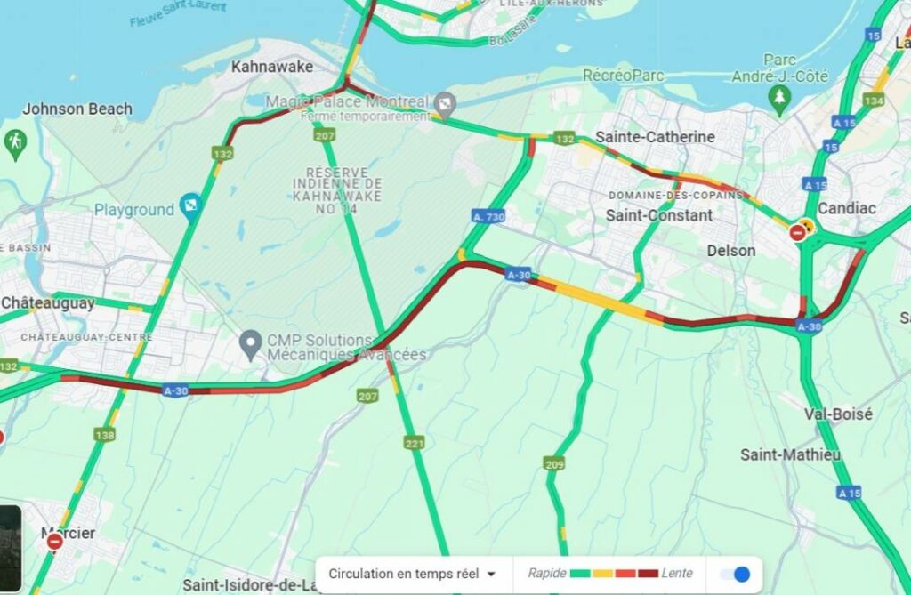 Bouchon monstre sur l&rsquo;autoroute 30 à Saint-Constant