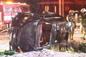 VIDÉO – Les conditions routières ont causé une sortie de route à La Prairie