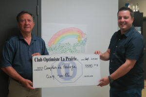 Le Club Optimiste poursuit la tradition et fait un don au Complexe le partage