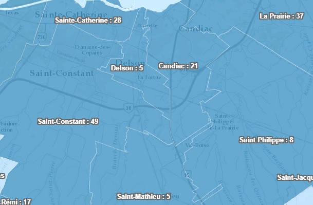 Reprise de la diffusion du nombre de cas de COVID-19 par villes : une quinzaine de plus dans la région