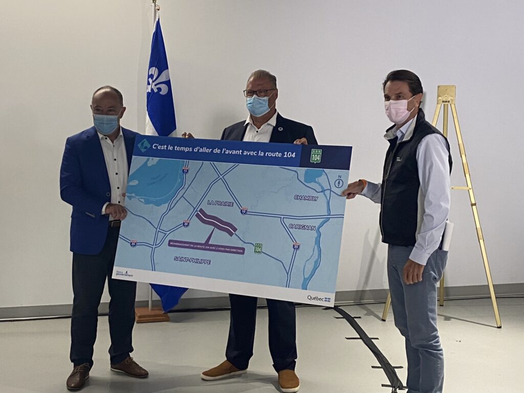 VIDÉOS – L’agrandissement de la route 104 à La Prairie confirmé