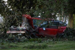 Une voiture percute un arbre