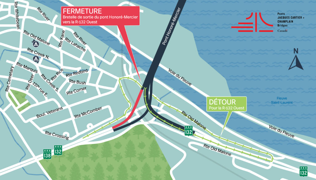 Fermeture d’une rampe d’accès du pont Mercier