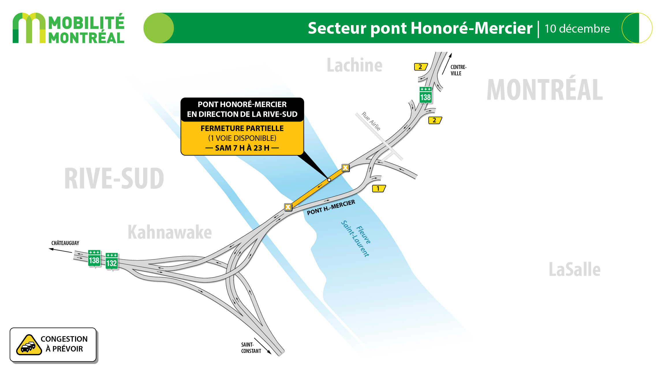Une voie fermée au pont Mercier ce week-end