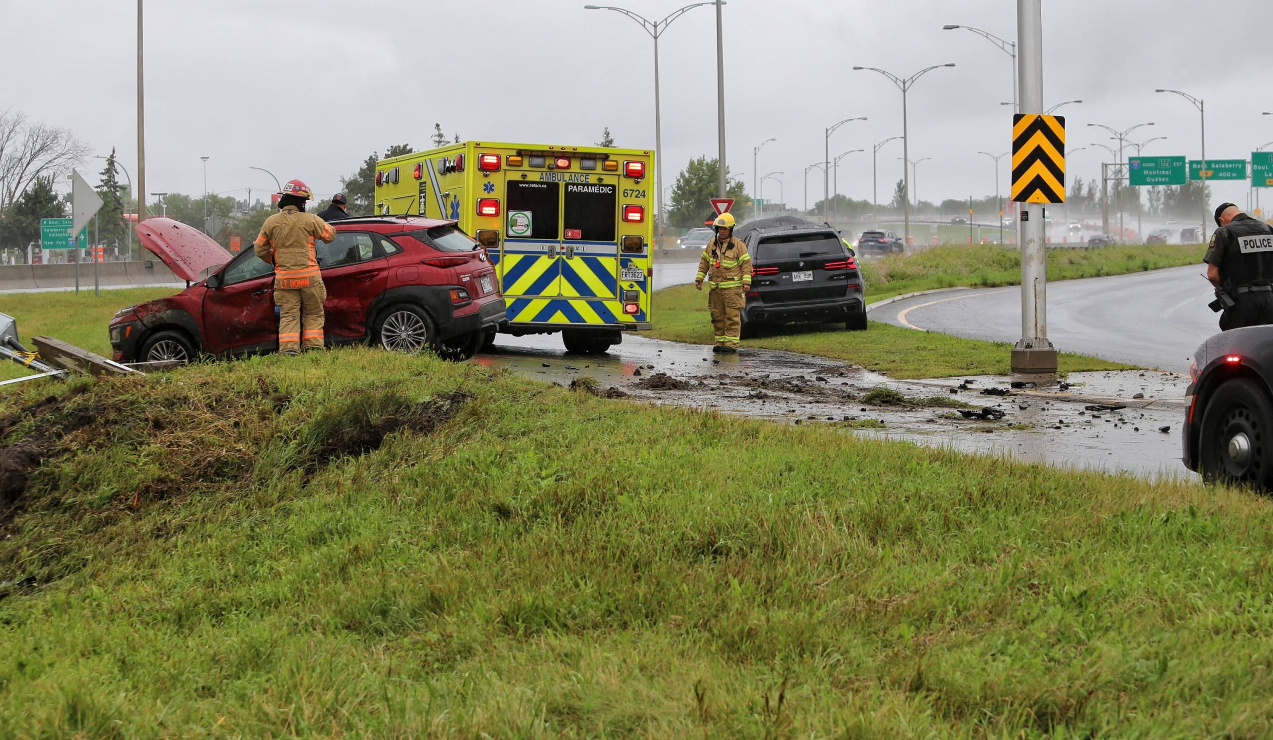 Sortie de route sur la 132 à Candiac