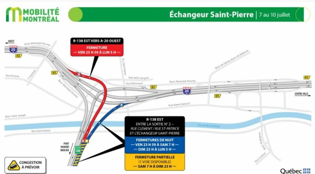 Pont Mercier : nouvelle congestion à prévoir en entrant à Montréal