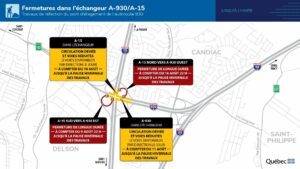 Échangeur A930 et A15 à Candiac : entraves importantes à venir