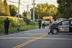 Accident auto versus moto à Saint-Constant
