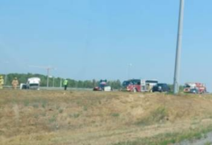 Renversé sur le toit après une collision sur l’A-30 à Candiac