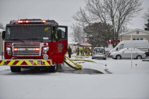 Saint-Mathieu : incendie dans le parc de maisons mobiles